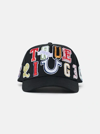 True Religion Bold Logo Horseshoe Baseball Hat In Black