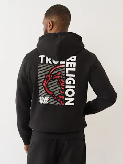 True Religion Boxed Buddha Zip Hoodie In Black