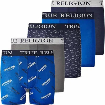 True Religion Kids'  Boxer Briefs Pack Of 5 In Blue