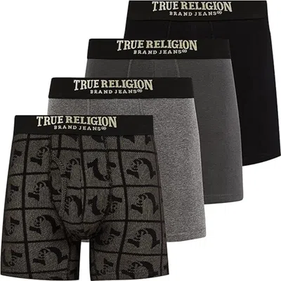 True Religion Boxer Briefs Stretch Underwear Pack Of 4 In Black