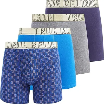True Religion Boxer Briefs Stretch Underwear Pack Of 4 In Blue