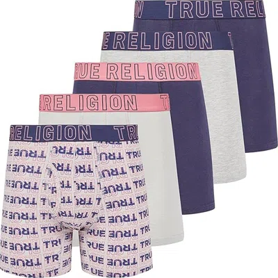 True Religion Boxer Briefs Stretch Underwear Pack Of 5 In Blue