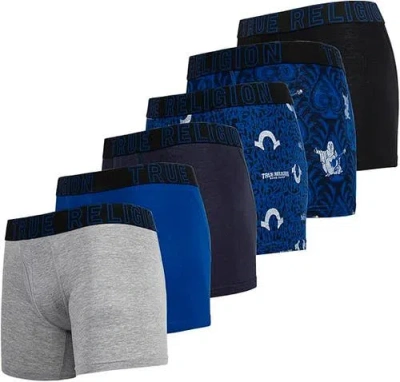 True Religion Boxer Briefs Stretch Underwear Pack Of 6 In Blue
