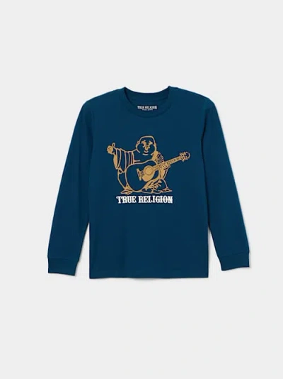 True Religion Kids' Boys Buddha Logo Long Sleeve T-shirt In Blue