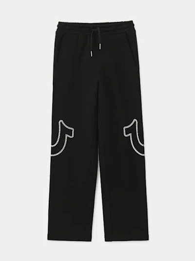 True Religion Boys Horseshoe Wide Leg Jogger In Black