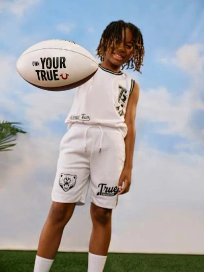 True Religion Boys Logo Mesh Short In White