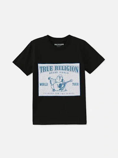 True Religion Boys Mesh Logo T-shirt In Black