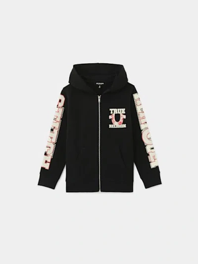 True Religion Boys Stitch Dept Zip Hoodie In Black