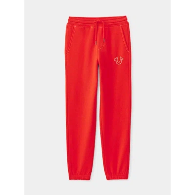True Religion Boys Stitched Horseshoe Jogger Pants In Red