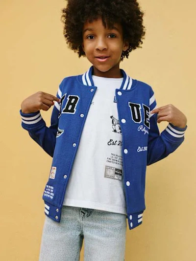 True Religion Boys True Varsity Jacket In Blue