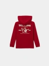 True Religion Boys World Tour Hooded Henley T-shirt In Red