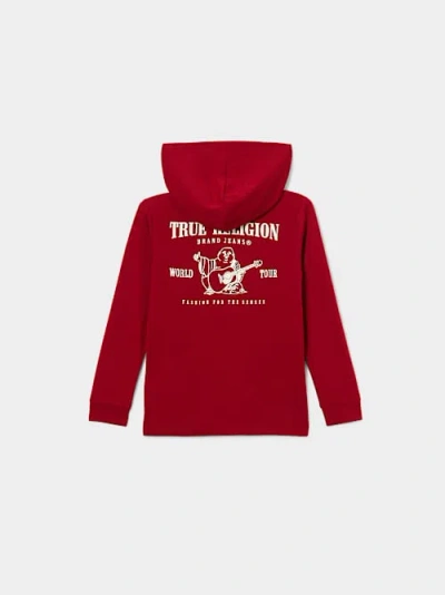True Religion Kids' Boys World Tour Hooded Henley T-shirt In Red