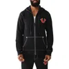 True Religion Brand Jeans Big T Cross Stitch Logo Zip Hoodie In Jet Black