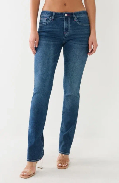 True Religion Brand Jeans Billie Mid Rise Straight Leg Jeans In Medium Flake