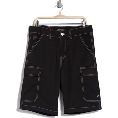 True Religion Brand Jeans Cargo Shorts In Jet Black