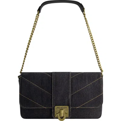 True Religion Brand Jeans Denim Brass Shoulder Bag In Black