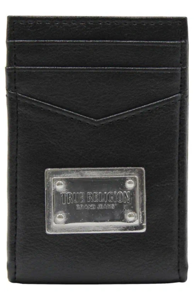 True Religion Brand Jeans Front Pocket Card Case In Black