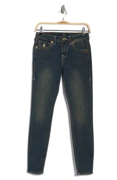 True Religion Brand Jeans Jennie Big T Mid Rise Skinny Leg Jeans In Dark Smoky Wash