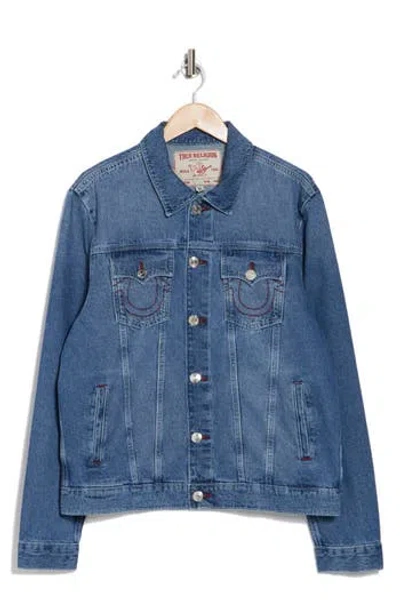 True Religion Brand Jeans Jesse Trucker Jacket In Medium Storm Wash