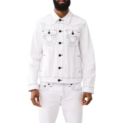 True Religion Brand Jeans Jimmy Big T Denim Trucker Jacket In Optic White