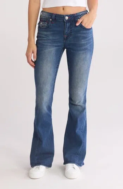 True Religion Brand Jeans Joey Big T Mid Rise Flare Leg Jeans In Medium Blizzard