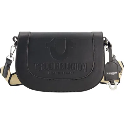 True Religion Brand Jeans Logo Flat Crossbody Bag In Black