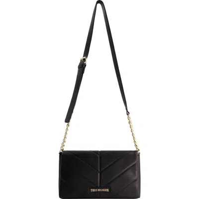 True Religion Brand Jeans Quilted Logo Crossbody Bag In Black
