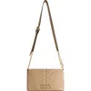 True Religion Brand Jeans Quilted Logo Crossbody Bag In Camel