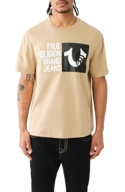 True Religion Brand Jeans Relaxed Fit Chain Emblem Graphic T-shirt In Travertine