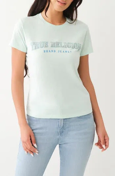 True Religion Brand Jeans Rhinestone Accent Cotton Graphic T-shirt In Glacier