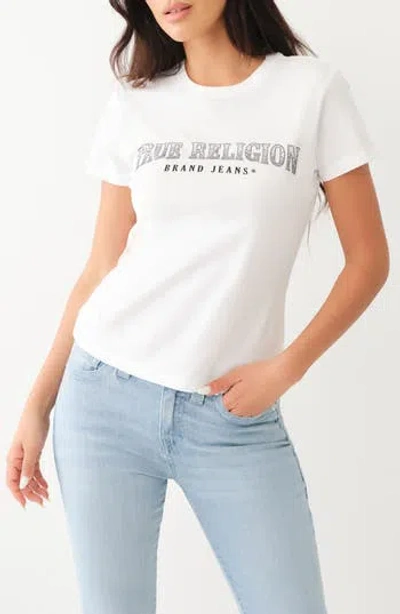True Religion Brand Jeans Rhinestone Accent Cotton Graphic T-shirt In Optic White