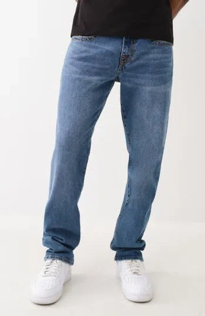 True Religion Brand Jeans Ricky Big T Flap Straight Leg Jeans In Medium Sunkissed Wash