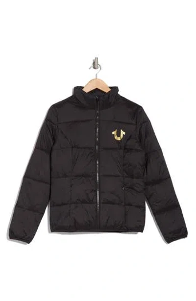 True Religion Brand Jeans Slim Puffer Jacket In Jet Black