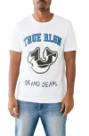 True Religion Brand Jeans Spliced Horseshoe Graphic T-shirt In Optic Whit