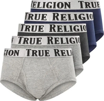 True Religion Briefs Soft Cotton Underwear Pack Of 5 In Gray