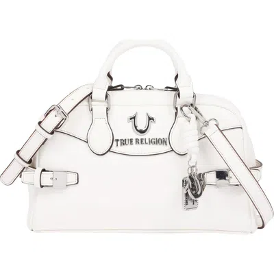 True Religion Brooks Belted Faux Leather Satchel In White