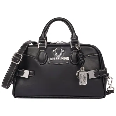 True Religion Brooks Smooth Pu Belted Satchel - Women's Top Handle Satchel With Detachable Crossbody Strap (black)