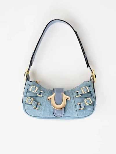 True Religion Buckle Horseshoe Handbag In Blue