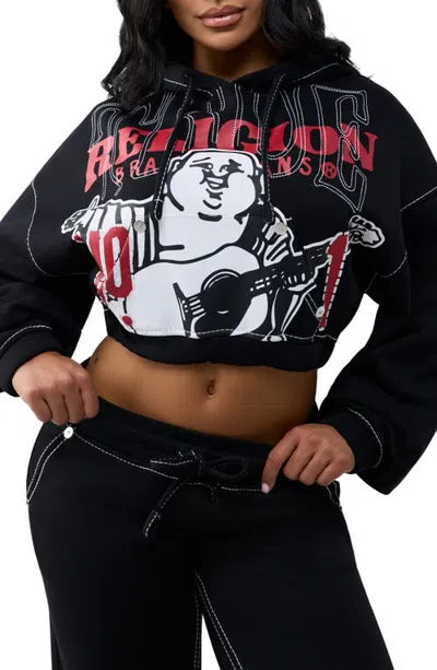 True Religion Buddha Big T Pullover Hoodie In Black