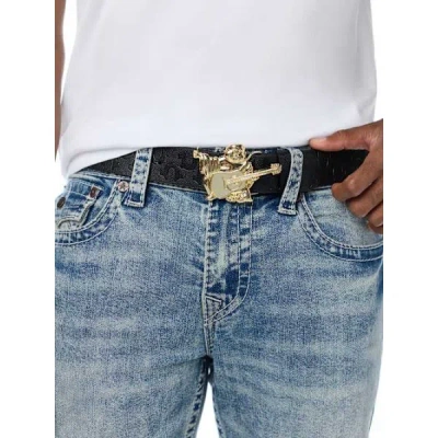 True Religion Buddha Buckle Belt In Black