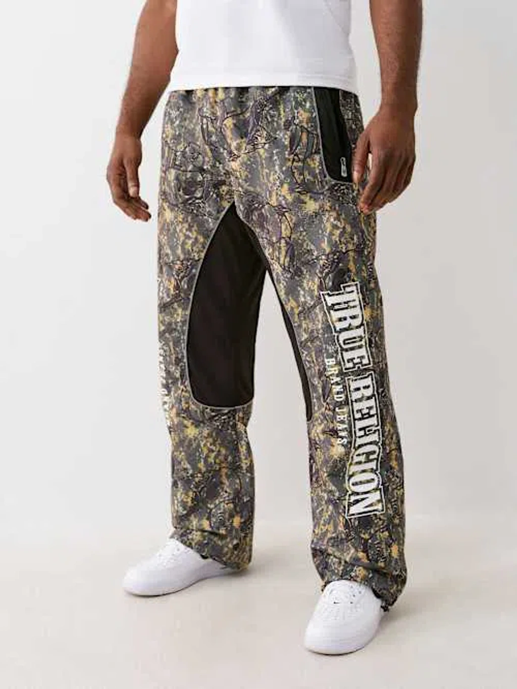 True Religion Buddha Camo Mesh Track Pant In Gray ModeSens