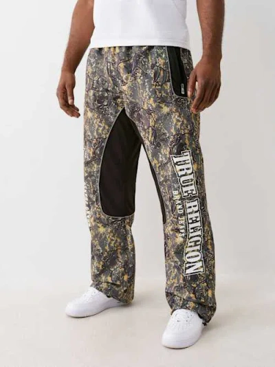 True Religion Buddha Camo Mesh Track Pant In Gray