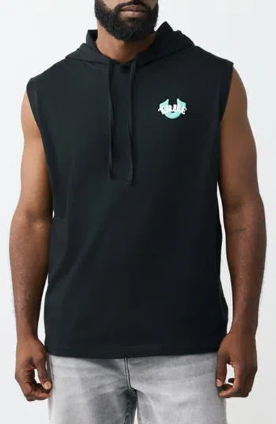 True Religion Buddha Circcular Hooded Tank In Black