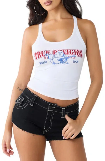 True Religion Buddha Classic Racerback Tank In White