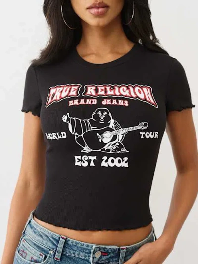 True Religion Buddha Lettuce Hem Baby T-shirt In Black