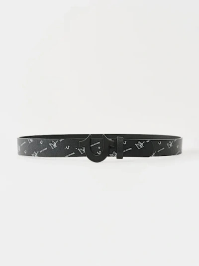 True Religion Buddha Monogram Belt In Black