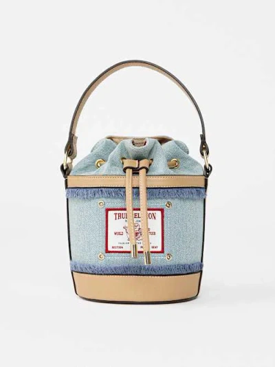 True Religion Buddha Patch Denim Bucket Bag In Blue