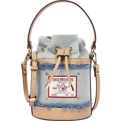 True Religion Buddha Patch Denim Bucket Bag In Blue