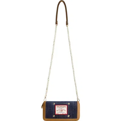 True Religion Buddha Patch Double Zip Chain Wallet In Blue