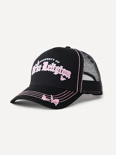 True Religion Butterfly Trucker Hat In Black